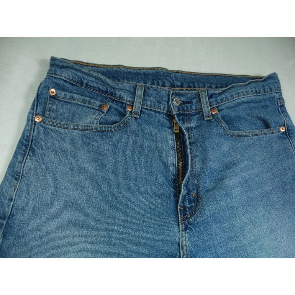 Levis 505 Mens Jeans 34 x 32 Blue Denim Straight Leg Regular Fit Stretch